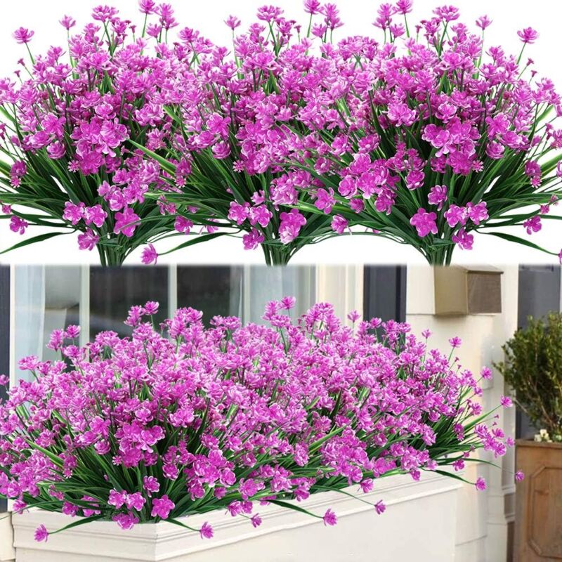 foto del prodotto rapanda pianta da fiore artificiale piante e fiori artificiali da esterno resistenti ai raggi uv fucsia 8pcs