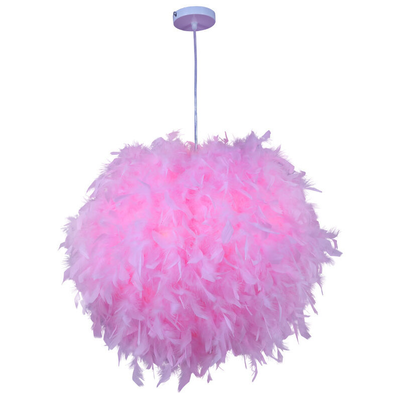 foto del prodotto rapanda plafoniera retr a sospensione con piume rosa 20 cm
