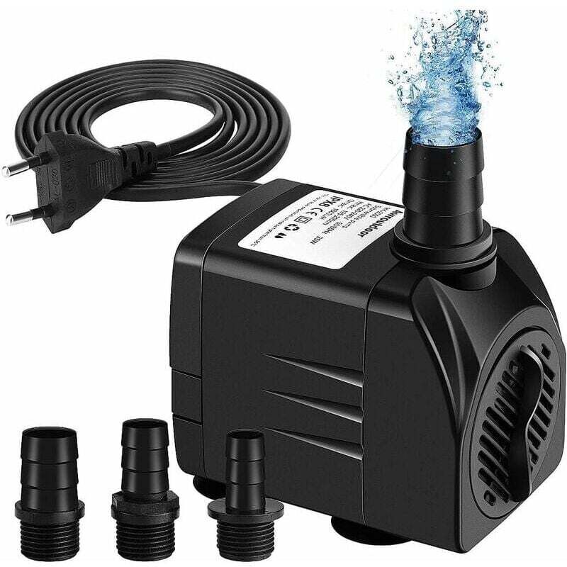 foto del prodotto rapanda pompa sommergibile per acqua, mini pompa per acquario da 65 w e 3000 l h, pompa per fontana regolabile per laghetto, acquario con 3 ugelli,