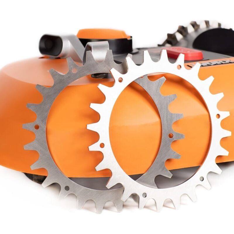 foto del prodotto rapanda punte in acciaio inossidabile, miglioramento della trazione, per robot rasaerba worx landroid, 225 mm