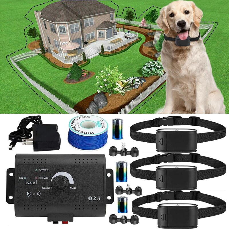 foto del prodotto rapanda recinto elettronico per cani, collare remoto per addestramento da uno a tre cani, sistema di contenimento elettrico sotterraneo per cani,