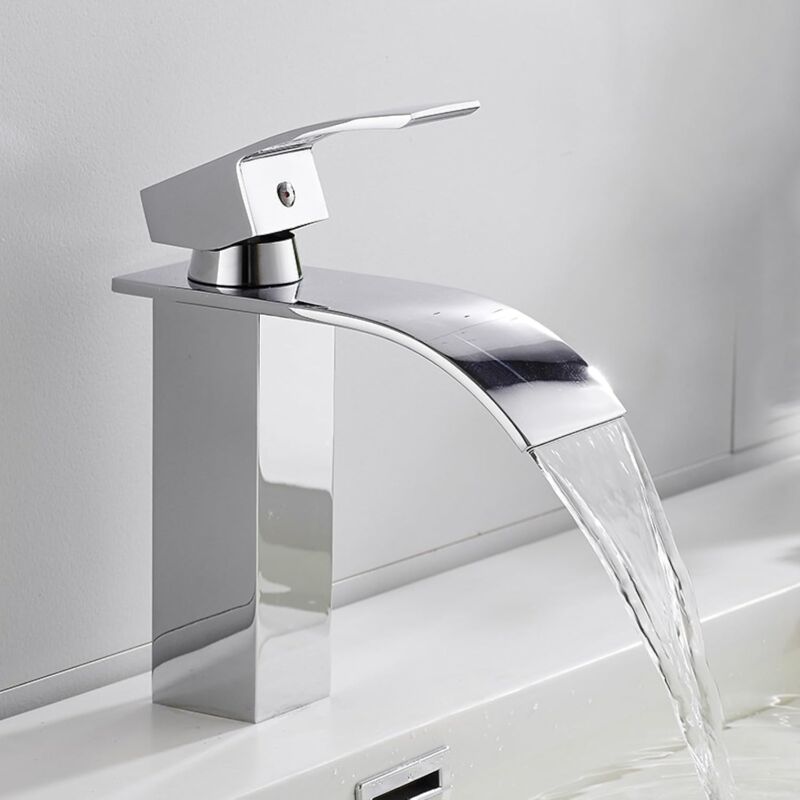 foto del prodotto rapanda rubinetti per lavabo a cascata, miscelatori per lavabo in ottone, monoforo, miscelatori per lavabo con maniglia singola, rubinetti per