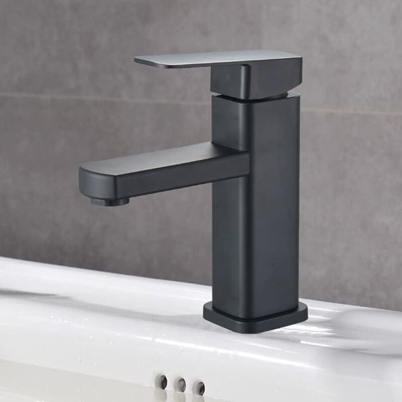 foto del prodotto rapanda rubinetto per lavabo da bagno con maniglia singola in acciaio inossidabile 304 nero