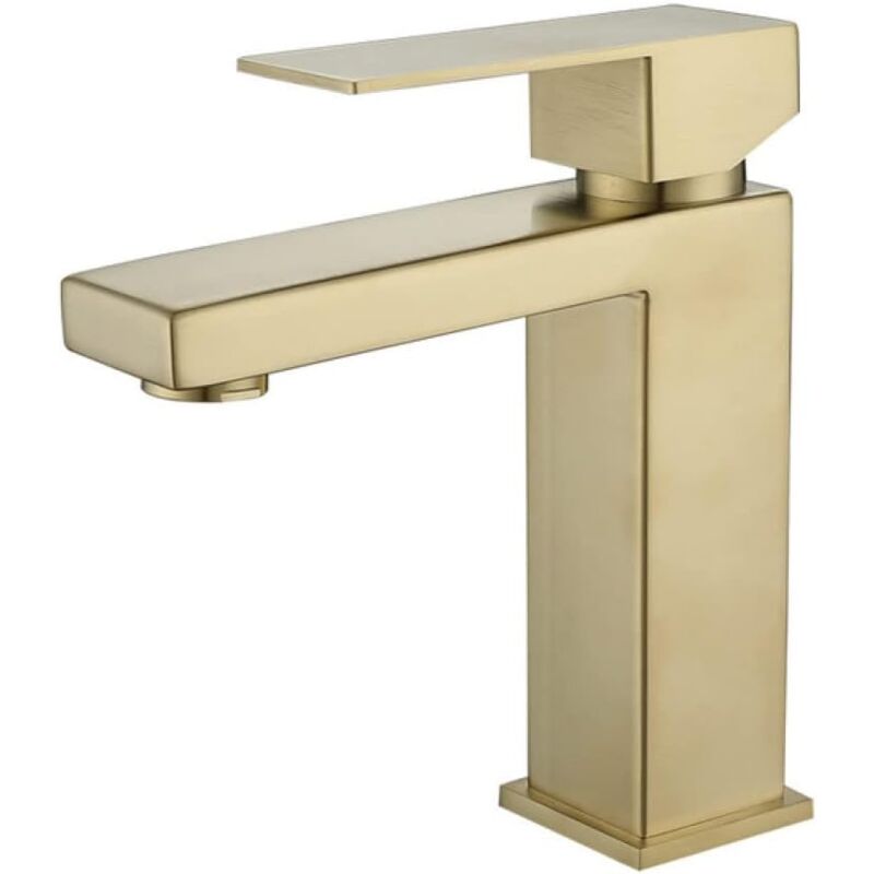 foto del prodotto rapanda rubinetto per lavabo da bagno moderno, oro, nero e argento, miscelatore per lavabo da appoggio, rubinetto per acqua fredda, acciaio