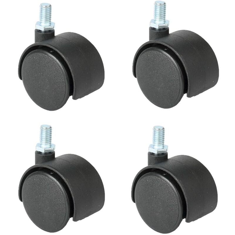 foto del prodotto rapanda ruote girevoli per sedia, ruote da 48 mm, ruote girevoli di ricambio, ruote girevoli per ufficio, confezione da 4 con freno colore nero,
