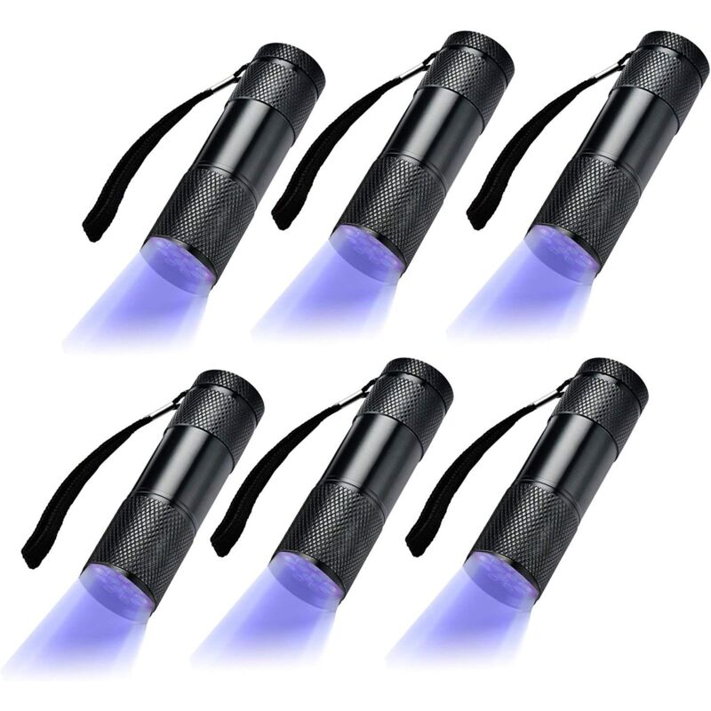 foto del prodotto rapanda set di 6 torce uv ultra violet blacklight 9 led torcia lampada da esterno ecc.