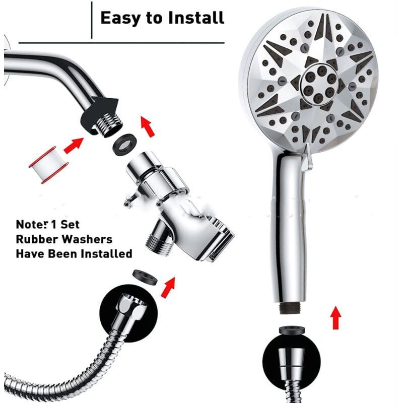 foto del prodotto rapanda soffione doccia filtrato, soffione doccia grande ad alta pressione a 10 modalit con tubo in acciaio inossidabile, staffa regolabile, sfere