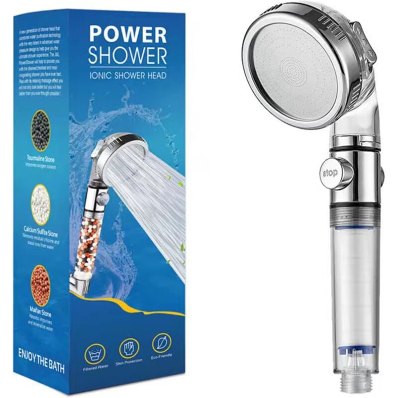 foto del prodotto rapanda soffione doccia portatile filtrato, soffione doccia ad alta pressione con 3 modalit di getto e filtri, addolcitore d acqua per acqua dura