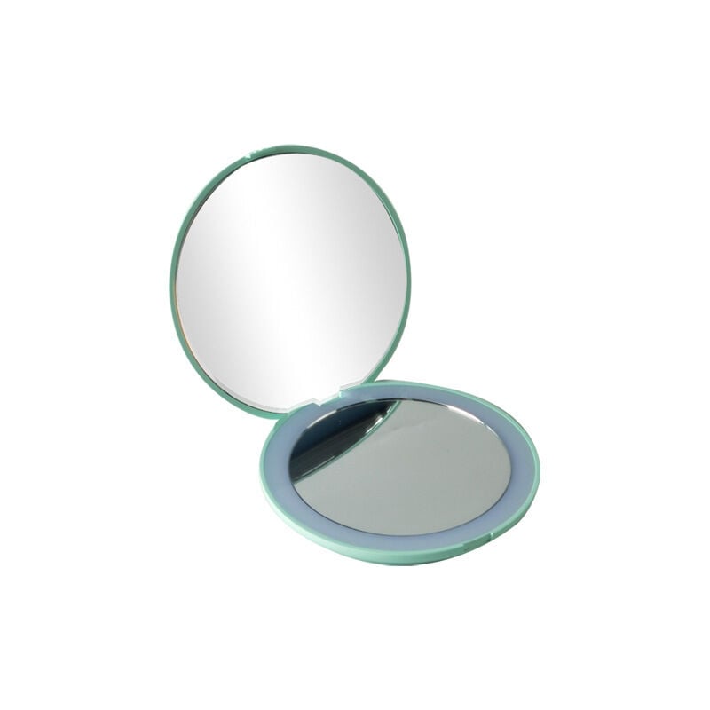 foto del prodotto rapanda specchio per trucco bifacciale specchio a led specchio cosmetico bifacciale pieghevole lampada a led specchio di ricarica usb verde