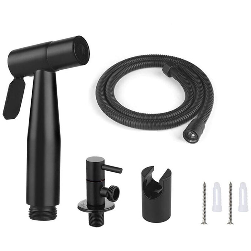 foto del prodotto rapanda spruzzatore per bidet in acciaio inossidabile, kit spruzzatore per bidet, spruzzatore per rubinetto, spruzzatore per wc nero 