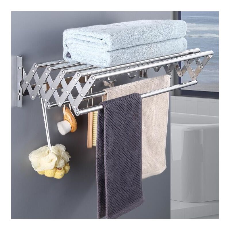 foto del prodotto rapanda stendibiancheria espandibile da parete per uso interno ed esterno, lavanderia, bagno, balcone 60 cm 