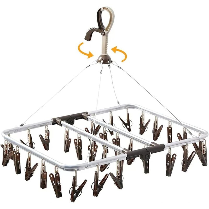 foto del prodotto rapanda stendino per calzini appendiabiti per calzini molletta per calzini in alluminio con 32 clip per biancheria intima mutandine cappelli
