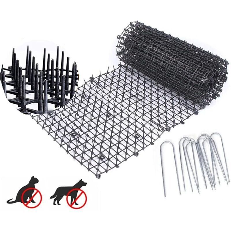foto del prodotto rapanda tappetino repellente anti gatto con punte, 200 x 30 cm, impedisce agli animali di avvicinarsi con 8 picchetti metallici, tappetino