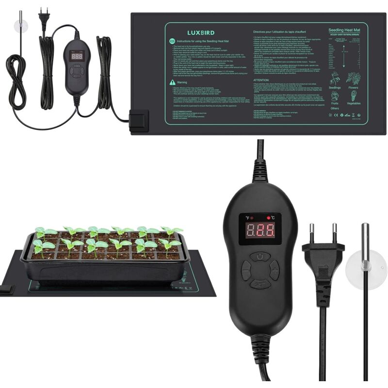 foto del prodotto rapanda tappetino riscaldante, tappetino riscaldante per piantine con termostato e sensore ntc, impermeabile ip67, 30 watt, ideale per piantagioni