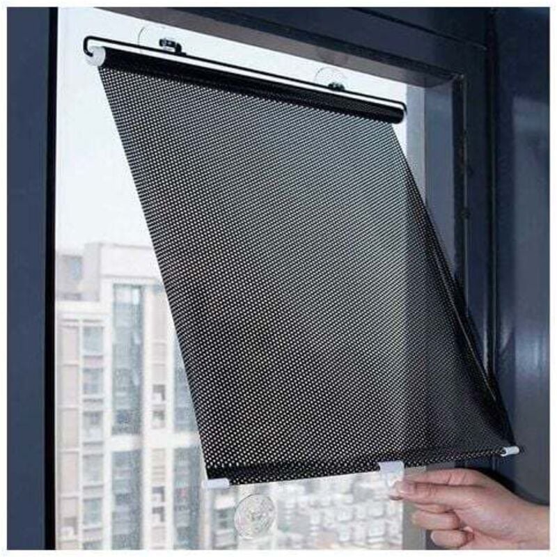 foto del prodotto rapanda tenda a rullo oscurante retrattile, tenda a rullo parasole a ventosa per finestre, tende termoisolanti per casa ufficio, nero 45 125cm