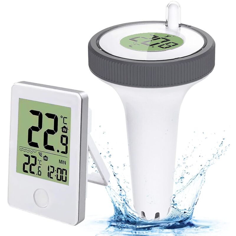 foto del prodotto rapanda termometro galleggiante per piscina, termometro digitale per piscina, termometro digitale wireless con display lcd, termometro per interni