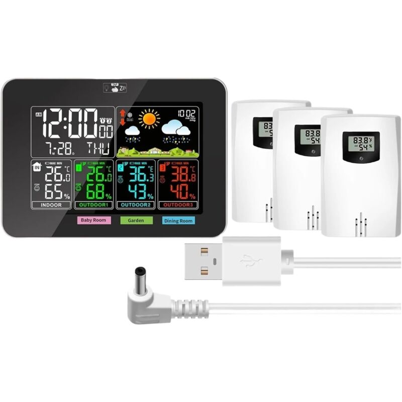 foto del prodotto rapanda termometro meteorologico, stazioni meteorologiche wireless per interni ed esterni, temperatura, umidit , display a colori va, previsioni