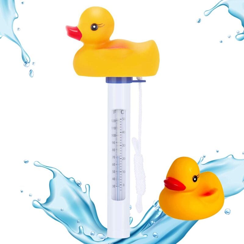 foto del prodotto rapanda termometro per piscina, 1 termometro galleggiante a forma di anatra con cordino resistente agli urti e all acqua per piscine interne ed