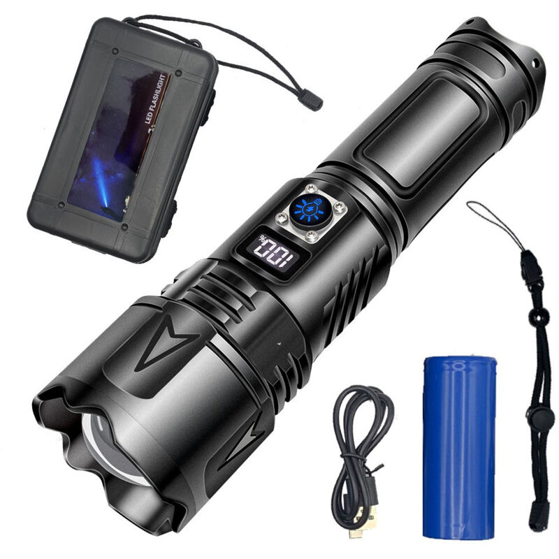 foto del prodotto rapanda torcia led ultra potente, torcia ricaricabile usb c, torce tattiche multifunzione a lungo raggio, torcia impermeabile zoomabile ipx6,