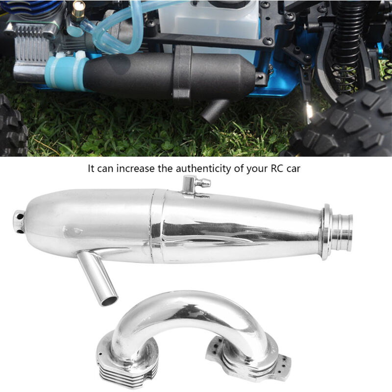 foto del prodotto rapanda tube d chappement double pour voiture hsp redcat 1 8 rc pour moteur sh go 21 28cxp