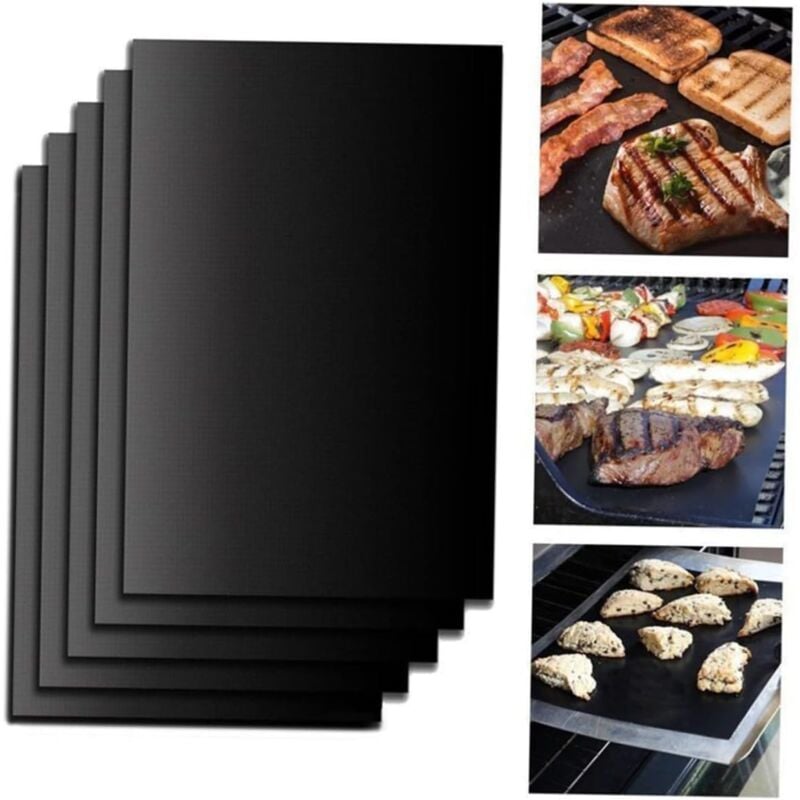 foto del prodotto rapanda utensile per barbecue, set di 4 tappetini per barbecue 50x40 cm nero