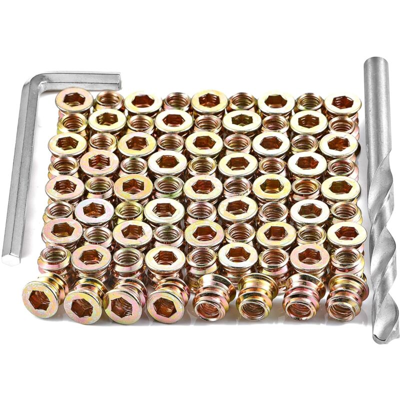 foto del prodotto rapanda viti per legno confezione da 30 inserti filettati per viti per legno m8x15mm dadi per legno esagonali con chiave esagonale 