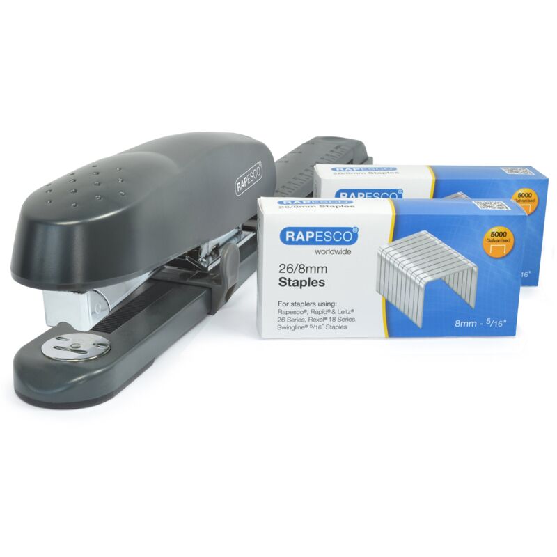 foto del prodotto rapesco 1281 eco 790 cucitrice a braccio lungo per alti spessori con 10.000 punti tipo da 26 8 mm, capacit di 50 fogli, antracite