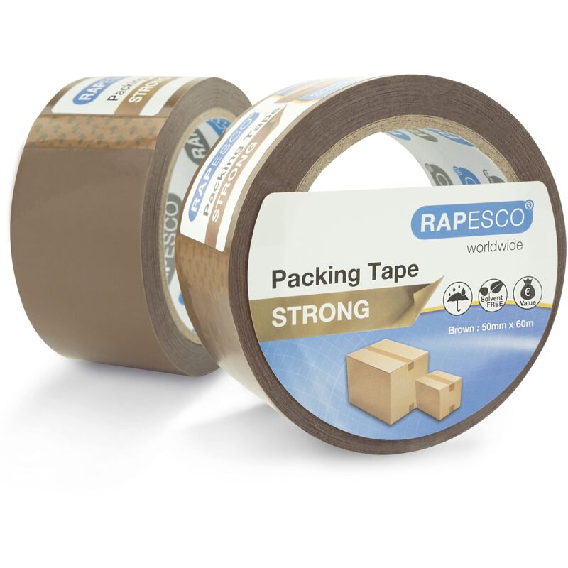 foto del prodotto rapesco 1696 nastro da imballaggio resistente da 50mm x 60m, marrone, confezione da 2