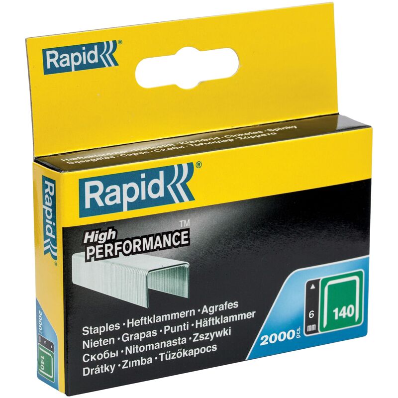 foto del prodotto rapid 11905731 2000 pezzi 140 6 mm scatola appendibile graffe a filo piatto 6 mm, acciaio