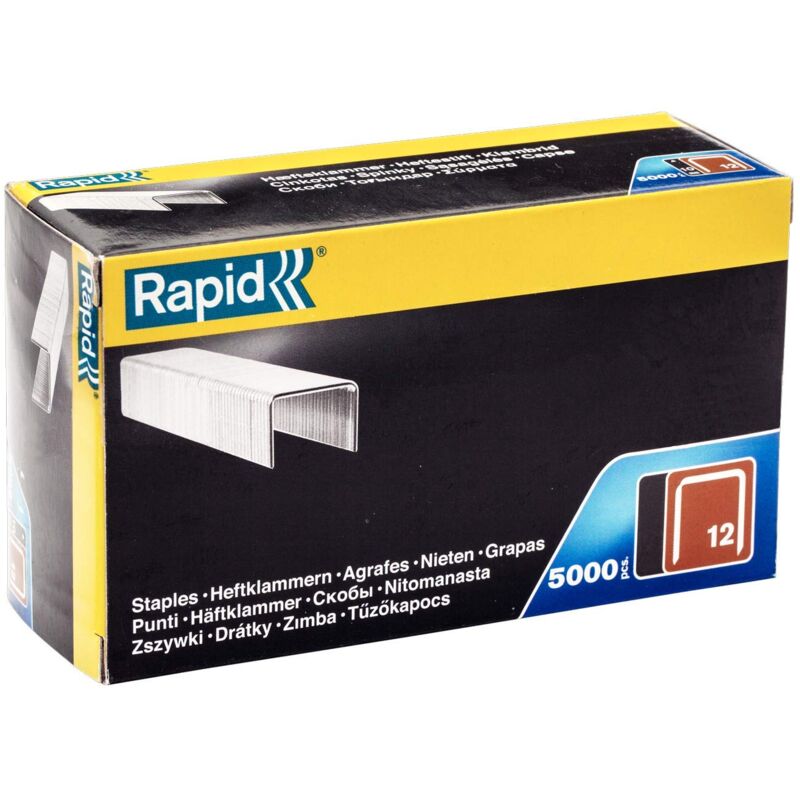 foto del prodotto rapid 40100522 graffette tipo 12 16 mm, confezione da 5.000 pezzi, grigio