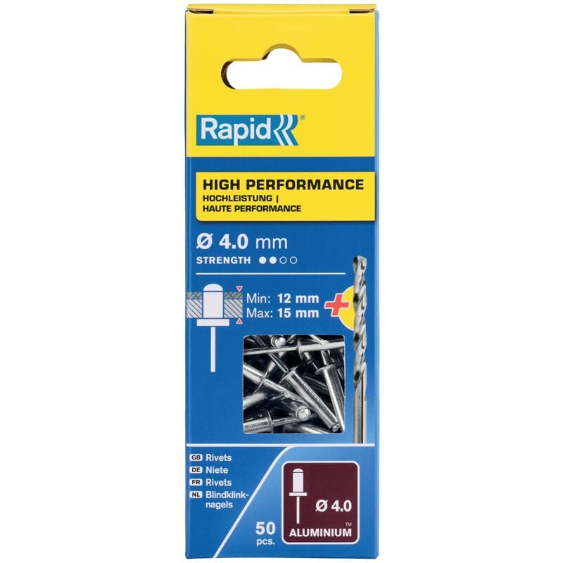 foto del prodotto rapid 5000386 rivetti high performance 4x18, acciaio, 4 mm