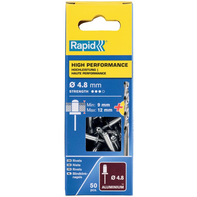 foto del prodotto rapid 5000390 rivetti high performance, 8x16 mm, acciaio, 4.8 mm