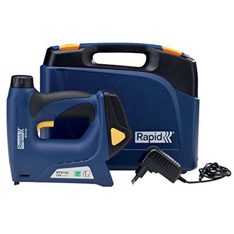 foto del prodotto rapid btx140 graffatrice elettrica con batteria da 1300 colpi per carica, compatibile con graffette n.140 e chiodi n.8, potenza regolabile, adatta