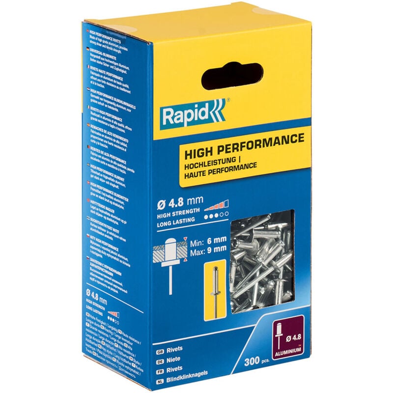 foto del prodotto rapid confezione 300 rivetti 4,8x12mm alte prestazioni 5001436 o
