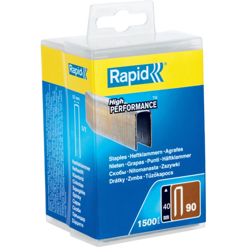 foto del prodotto rapid graffe a filo piatto zincato n 90 40 mm 1500 pezzi scatola in polipropilene isaberg 5000127
