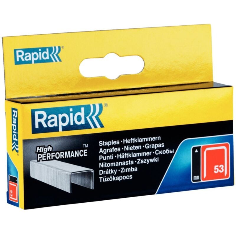 foto del prodotto rapid graffe per fissatrice manuale n 53 per codice 0496602 h. 6 mm confezione 5000 pezzi