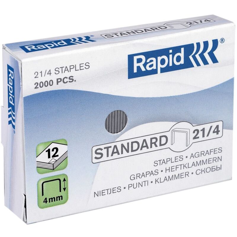 foto del prodotto rapid punti per cucitrice 21 4 per codice 0496002 h. 4 mm confezione 2000 pezzi