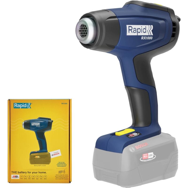 foto del prodotto rapid rx1000 pistola termica con sistema 18v p4a, calore regolabile fino a 550 c, schermo lcd, riscaldamento o, 2 impostazioni di flusso d aria,