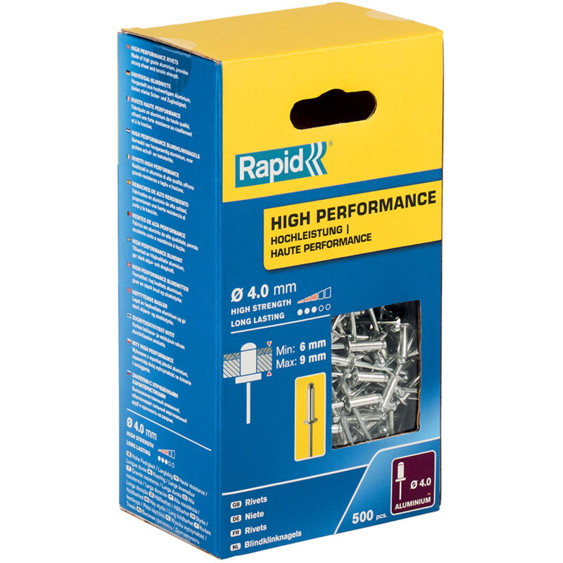 foto del prodotto rapid scatola 500 rivetti 4x12mm alte prestazioni 5001434 o