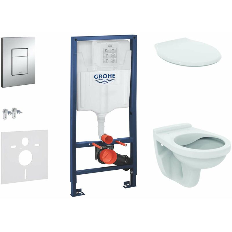 foto del prodotto rapid sl modulo di installazione a parete, wc alpha con sedile, placca di comando skate cosmopolitan, cromo 38528set kr grohe