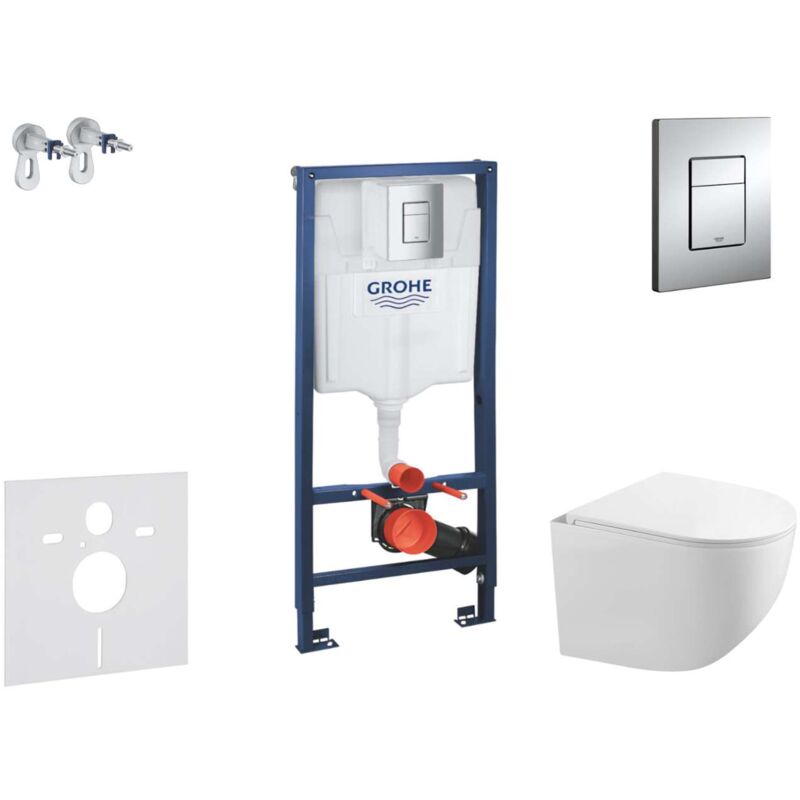 foto del prodotto rapid sl set con modulo di installazione, vaso wc gaia e copriwater softclose, placca di comando skate cosmopolitan, cromo sani11ba1105 grohe