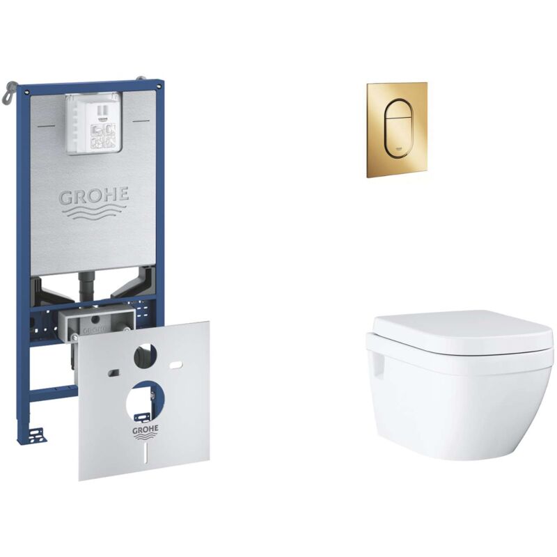 foto del prodotto rapid slx set con modulo d installazione per wc a parete, copriwater wc softclose, placca di comando arena cosmopolitan s, cool sunrise