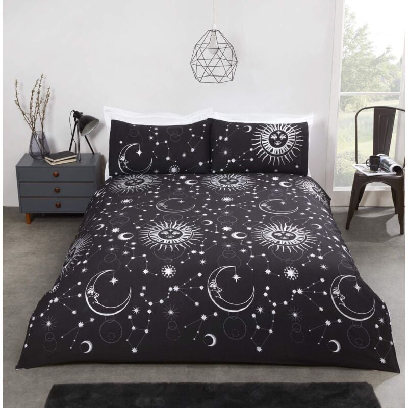 immagine 0 del prodotto rapport home set copripiumino celestiale, in policotone, nero, 3 pezzi, king size