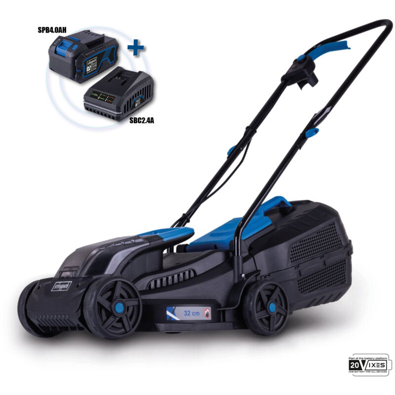 foto del prodotto rasaerba 20v 32cm 1 batteria 4.0ah caricabatteria ixes scheppach bc mp320 x