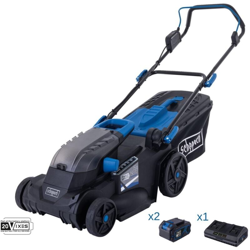 foto del prodotto rasaerba 38cm 2 batterie 4.0ah doppiocaricabatterie ixes scheppach bc mp380 x