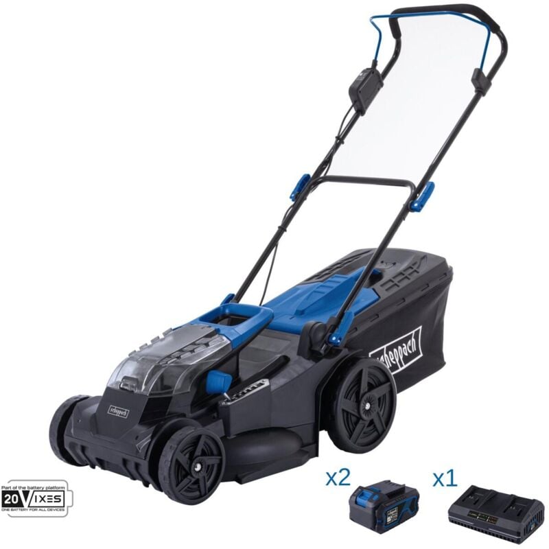 foto del prodotto rasaerba 43cm 2 batterie 4.0ah doppiocaricabatterie ixes scheppach bc mp430 x
