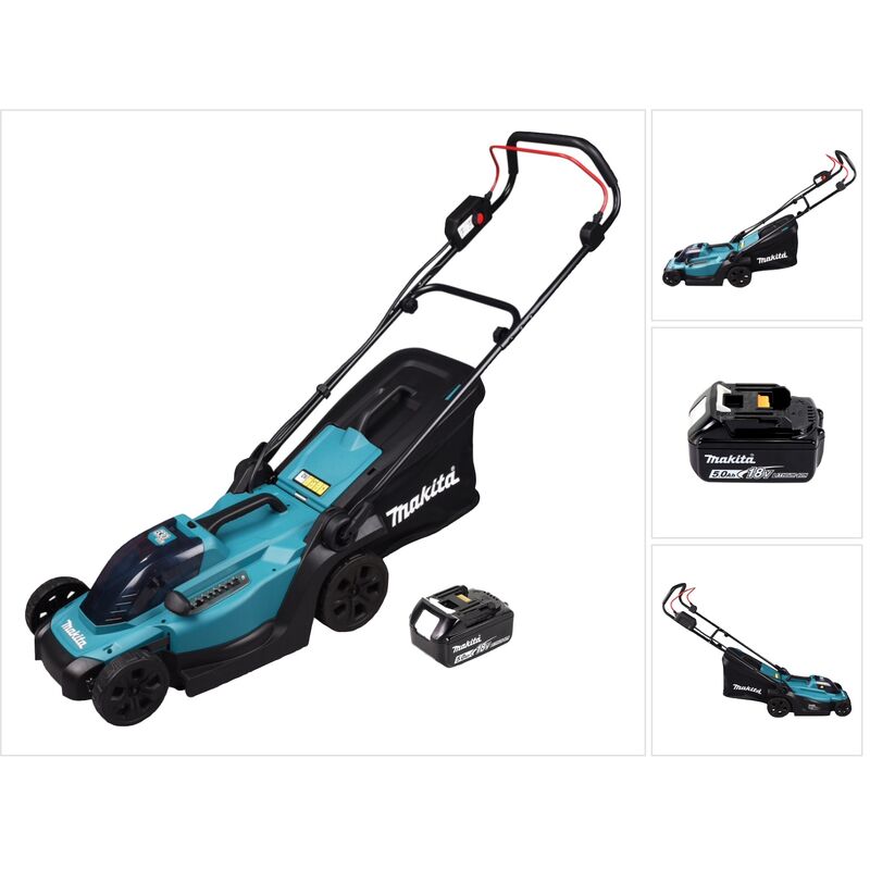 foto del prodotto rasaerba a batteria makita dlm 330 t1 18 v 33 cm 30 l 1x batteria 5,0 ah senza caricabatterie