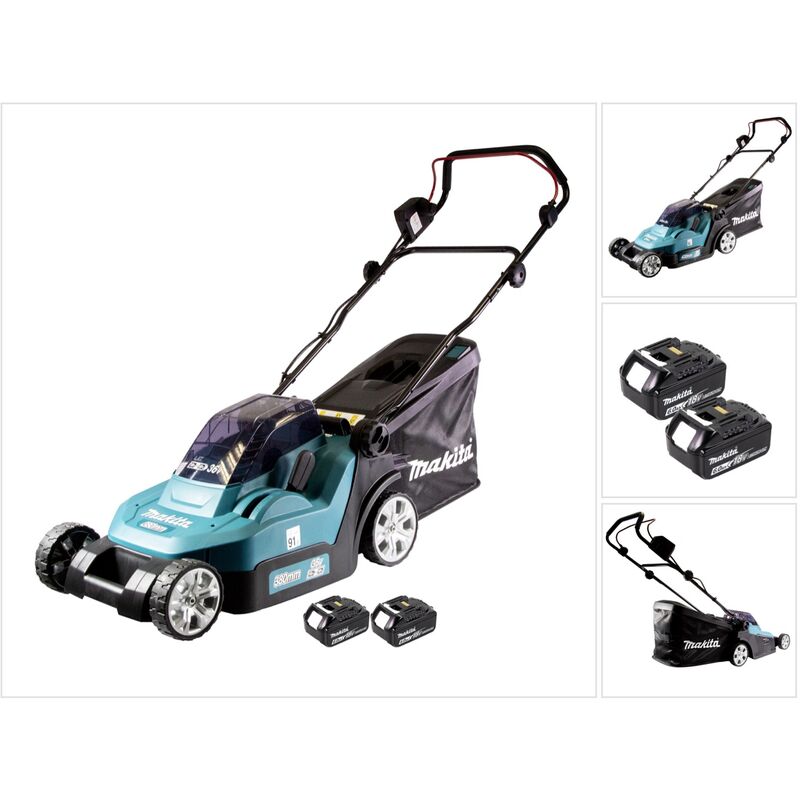 foto del prodotto rasaerba a batteria makita dlm 432 g2 36 v 2x 18 v 43 cm senza spazzole 2x batterie 6,0 ah senza caricabatterie
