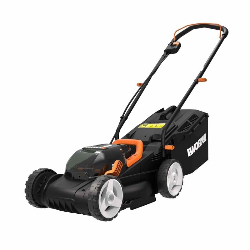 foto del prodotto rasaerba a batteria worx wg779 con 2 batterie 20v 20v e caricabatterie doppio