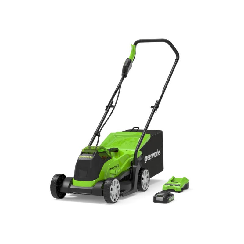 foto del prodotto rasaerba a spinta senza spazzole 33cm 24v greenworks batteria 2,0ah caricabatterie gd24lm33k2